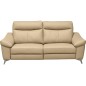 Canapé 3 places avec 2 relax en cuir luxe italien, LOUIS, 2 relax électriques, beige