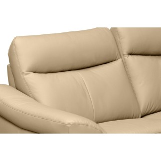 Canapé 3 places avec 2 relax en cuir luxe italien, LOUIS, 2 relax électriques, beige