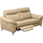 Canapé 3 places avec 2 relax en cuir luxe italien, LOUIS, 2 relax électriques, beige