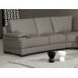 Canapé d'angle en cuir italien 6/7 places MISTER, gris clair, angle gauche