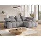 Canapé d'angle convertible en tissu très doux luxe gris 5 places LEONI, angle droit (vu de face) Canapé d'angle convertible en tissu très doux luxe gris 5 places LEONI, angle droit (vu de face)