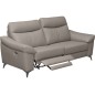 Canapé 3 places avec 2 relax en cuir luxe italien, LOUIS, 2 relax électriques, gris clair