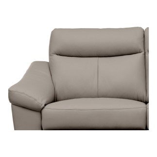 Canapé 3 places avec 2 relax en cuir luxe italien, LOUIS, 2 relax électriques, gris clair