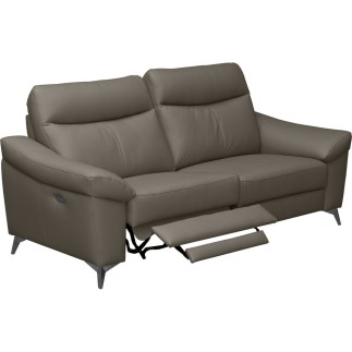 Canapé 3 places avec 2 relax en cuir luxe italien, LOUIS, 2 relax électriques, gris foncé