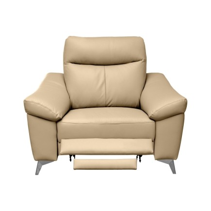 Fauteuil 1 place avec 1 relax, en cuir luxe italien, LOUIS, 1 relax électrique, beige
