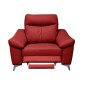 Fauteuil 1 place avec 1 relax, en cuir luxe italien, LOUIS, 1 relax électrique, rouge, Rouge foncé