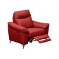 Fauteuil 1 place avec 1 relax, en cuir luxe italien, LOUIS, 1 relax électrique, rouge, Rouge foncé