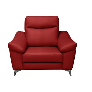 Fauteuil 1 place avec 1 relax, en cuir luxe italien, LOUIS, 1 relax électrique, rouge