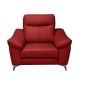 Fauteuil 1 place avec 1 relax, en cuir luxe italien, LOUIS, 1 relax électrique, rouge, Rouge foncé