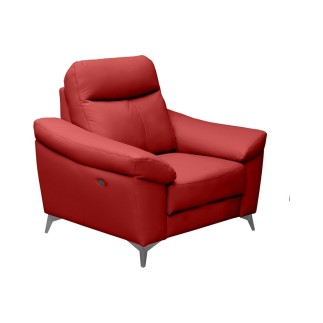 Fauteuil 1 place avec 1 relax, en cuir luxe italien, LOUIS, 1 relax électrique, rouge