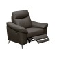 Fauteuil 1 place avec 1 relax, en cuir luxe italien, LOUIS, 1 relax électrique, chocolat