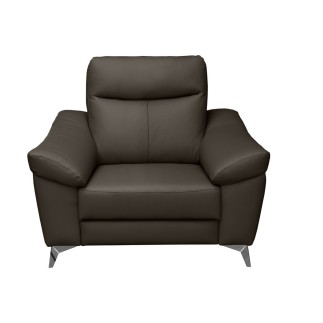 Fauteuil 1 place avec 1 relax, en cuir luxe italien, LOUIS, 1 relax électrique, chocolat