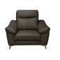Fauteuil 1 place avec 1 relax, en cuir luxe italien, LOUIS, 1 relax électrique, chocolat