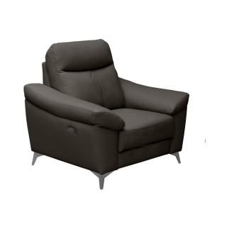 Fauteuil 1 place avec 1 relax, en cuir luxe italien, LOUIS, 1 relax électrique, chocolat