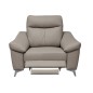 Fauteuil 1 place avec 1 relax, en cuir luxe italien, LOUIS, 1 relax électrique, gris clair