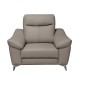Fauteuil 1 place avec 1 relax, en cuir luxe italien, LOUIS, 1 relax électrique, gris clair