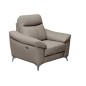 Fauteuil 1 place avec 1 relax, en cuir luxe italien, LOUIS, 1 relax électrique, gris clair