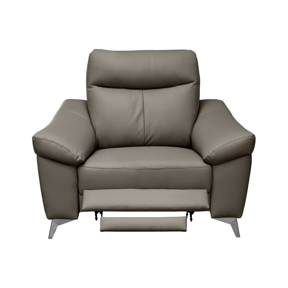 Fauteuil 1 place avec 1 relax, en cuir luxe italien, LOUIS, 1 relax électrique, gris foncé