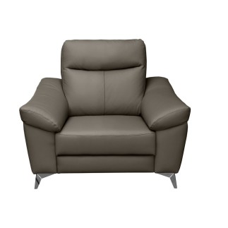Fauteuil 1 place avec 1 relax, en cuir luxe italien, LOUIS, 1 relax électrique, gris foncé