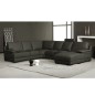 Canapé d'angle en cuir italien 6/7 places MISTER, gris foncé, angle gauche