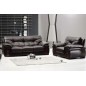 Ensemble canapé 3 places + fauteuil 1 place OXFORD en cuir luxe italien vachette, couleur noir