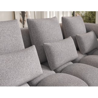 Canapé d'angle convertible en tissu très doux luxe gris 5 places LEONI