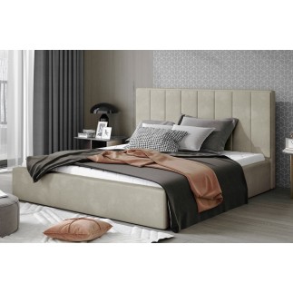 Lit double en tissu de qualité luxe, AUDE, beige, 160x200