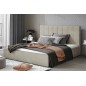 Lit double en tissu de qualité luxe, AUDE, beige, 180x200