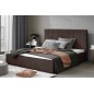 Lit double en tissu de qualité luxe, AUDE, chocolat, 140x200