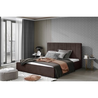 Lit double en tissu de qualité luxe, AUDE, chocolat, 140x200