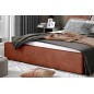 Lit double en tissu de qualité luxe, AUDE, marron, 140x200