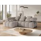 Canapé d'angle convertible en tissu bouclette beige luxe 5 places LEONI, angle gauche (vu de face) Canapé d'angle convertible en tissu bouclette beige luxe 5 places LEONI, angle gauche (vu de face)