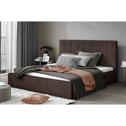 Lit double en tissu de qualité luxe, AUDE, chocolat, 160x200