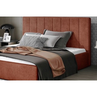 Lit double en tissu de qualité luxe, AUDE, marron, 160x200
