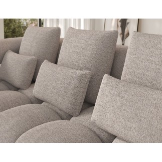 Canapé d'angle convertible en tissu bouclette beige luxe 5 places LEONI