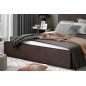 Lit double en tissu de qualité luxe, AUDE, chocolat, 180x200