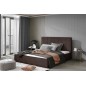 Lit double en tissu de qualité luxe, AUDE, chocolat, 180x200
