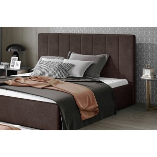 Lit double en tissu de qualité luxe, AUDE, chocolat, 180x200