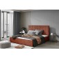 Lit double en tissu de qualité luxe, AUDE, marron, 180x200