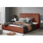Lit double en tissu de qualité luxe, AUDE, marron, 200x200
