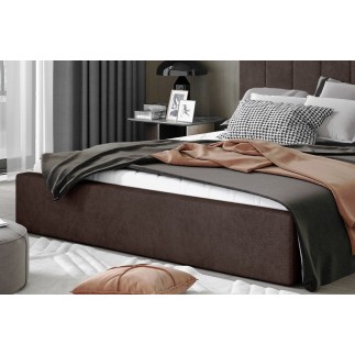 Lit double en tissu de qualité luxe, AUDE, chocolat, 200x200