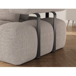 Canapé d'angle convertible en tissu bouclette beige luxe 5 places LEONI