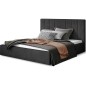 Lit double en tissu velours de qualité luxe, AUDE, anthracite, 200x200