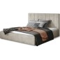 Lit double en tissu velours de qualité luxe, AUDE, beige, 140x200