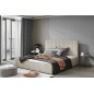 Lit double en tissu velours de qualité luxe, AUDE, beige, 140x200