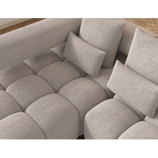 Canapé d'angle convertible en tissu bouclette beige luxe 5 places LEONI
