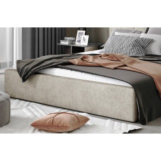 Lit double en tissu velours de qualité luxe, AUDE, beige, 140x200