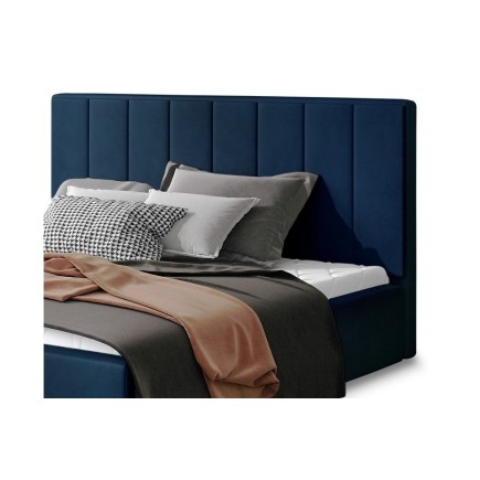Lit double en tissu velours de qualité luxe, AUDE, bleu, 140x200
