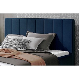 Lit double en tissu velours de qualité luxe, AUDE, bleu, 140x200