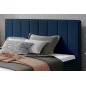 Lit double en tissu velours de qualité luxe, AUDE, bleu, 140x200